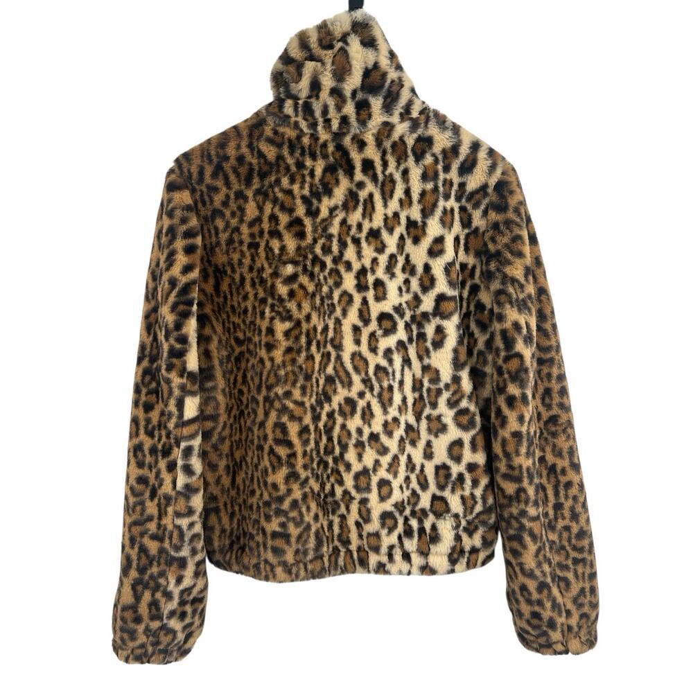 Urban Outfitters Plush Faux Fur Leopard Bomber Jacket XS - Picture 2 of 5